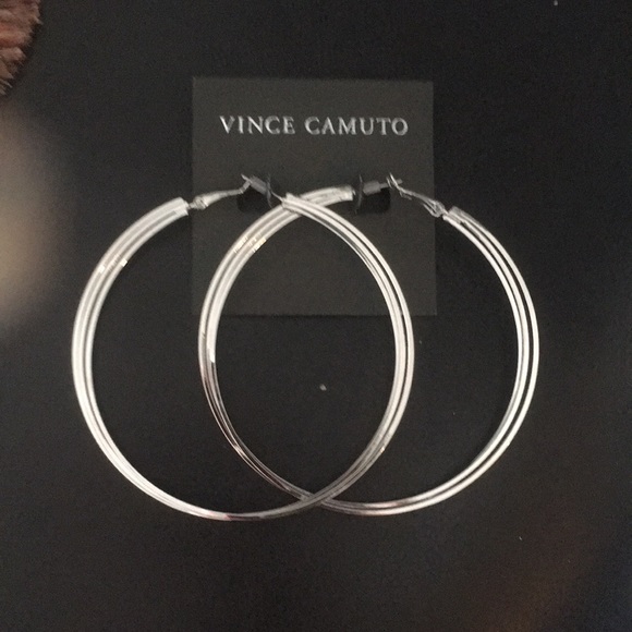 New Vince Camuto Classy Silver Hoops - Picture 1 of 2